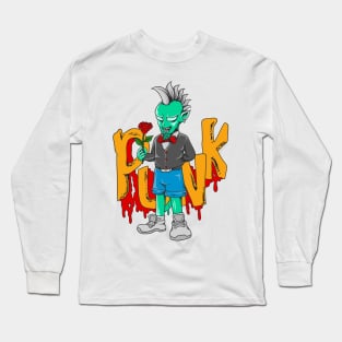 Romantic Monster Holding Rose Long Sleeve T-Shirt